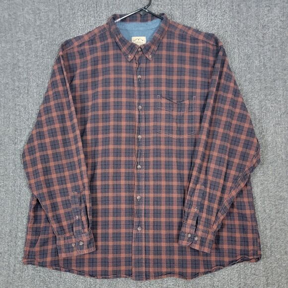 Blue Mountain Other - Blue Mountain Shirt Mens 3XL Brown & Blue Plaid Long Sleeve Button Down
